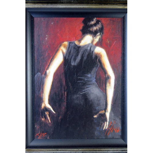 348 - Fabian Perez, El Baile del Flamenco en Rojo II, limited edition hand finished giclée print 15/195, s... 