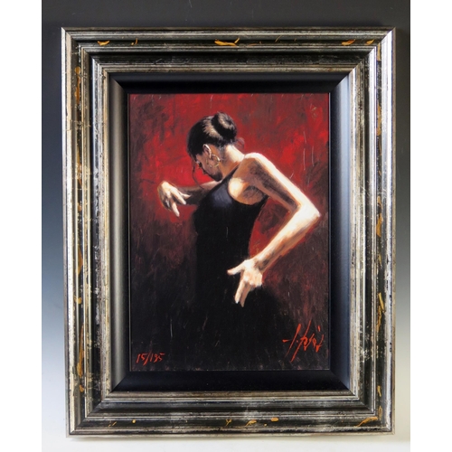 350 - Fabian Perez, El Baile del Flamenco en Rojo I, limited edition hand finished giclée print 15/195, si... 