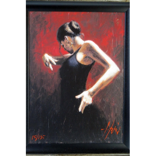 350 - Fabian Perez, El Baile del Flamenco en Rojo I, limited edition hand finished giclée print 15/195, si... 