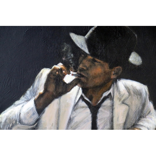 352 - Fabian Perez, Man in White VI, original acrylic on canvas, signed and titled verso, 89x74cm includin... 