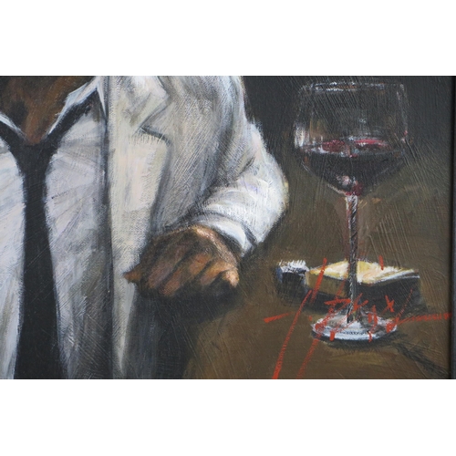 352 - Fabian Perez, Man in White VI, original acrylic on canvas, signed and titled verso, 89x74cm includin... 