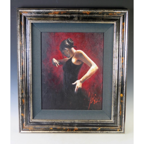 354 - Fabian Perez, El Baile del Flamenco en Rojo, original acrylic on canvas, signed and titled verso, 78... 