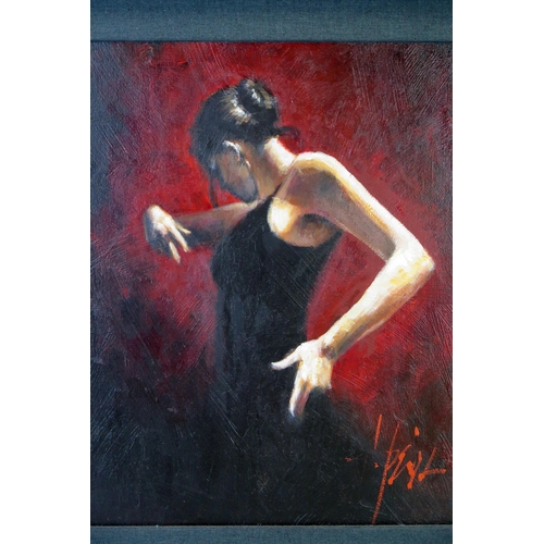 354 - Fabian Perez, El Baile del Flamenco en Rojo, original acrylic on canvas, signed and titled verso, 78... 