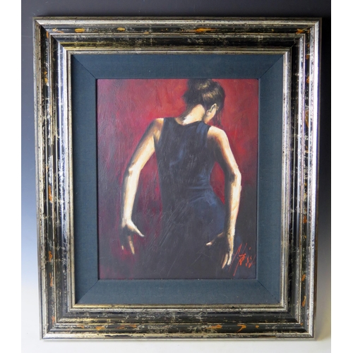 355 - Fabian Perez, El Baile del Flamenco en Rojo II, original acrylic on canvas, signed and titled verso,... 