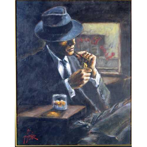 356 - Fabian Perez, Whisky at Las Brujas II (Study), original acrylic on canvas, signed and titled verso, ... 