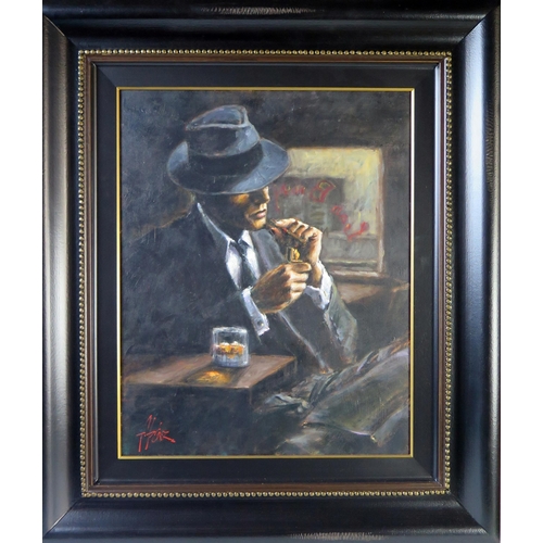 356 - Fabian Perez, Whisky at Las Brujas II (Study), original acrylic on canvas, signed and titled verso, ... 