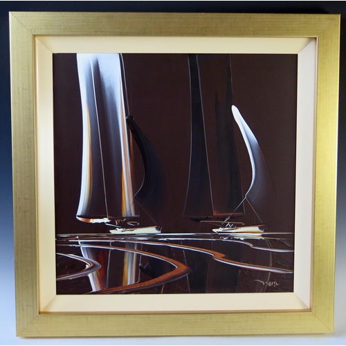 357 - Duncan MacGregor, Sailing Yachts, acrylic on canvas, 78x78cm including frame