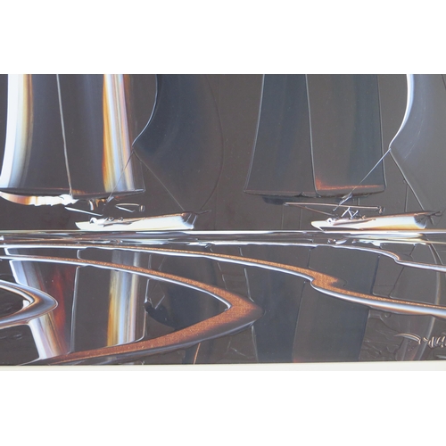 357 - Duncan MacGregor, Sailing Yachts, acrylic on canvas, 78x78cm including frame