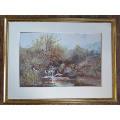 368 - William Widgery (1826-1893), On the Banks of the Lyd, watercolour, 93x70.5cm including glazed frame.... 