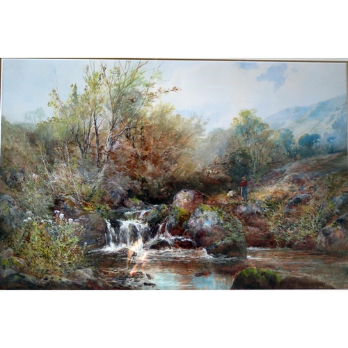 368 - William Widgery (1826-1893), On the Banks of the Lyd, watercolour, 93x70.5cm including glazed frame.... 