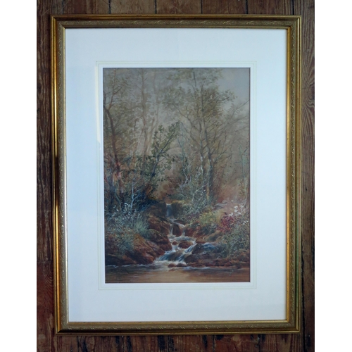 369 - William Widgery (1826-1893), Wooden stream, watercolour, 80x62.5cm including glazed frame. With bill... 