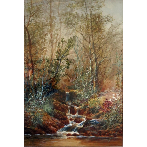 369 - William Widgery (1826-1893), Wooden stream, watercolour, 80x62.5cm including glazed frame. With bill... 