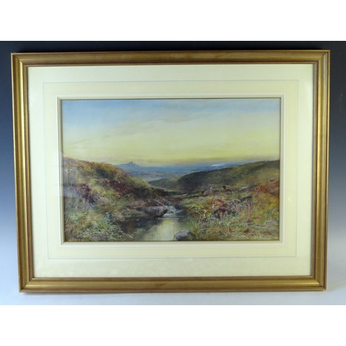 370 - William Widgery (1826-1893), Towards Brentor, watercolour, 73.5x56.5cm including glazed frame. With ... 