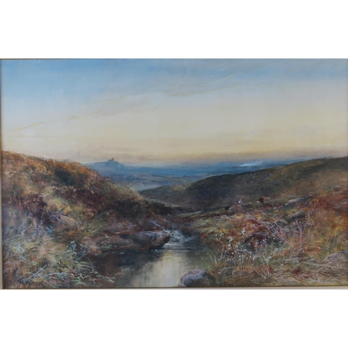 370 - William Widgery (1826-1893), Towards Brentor, watercolour, 73.5x56.5cm including glazed frame. With ... 