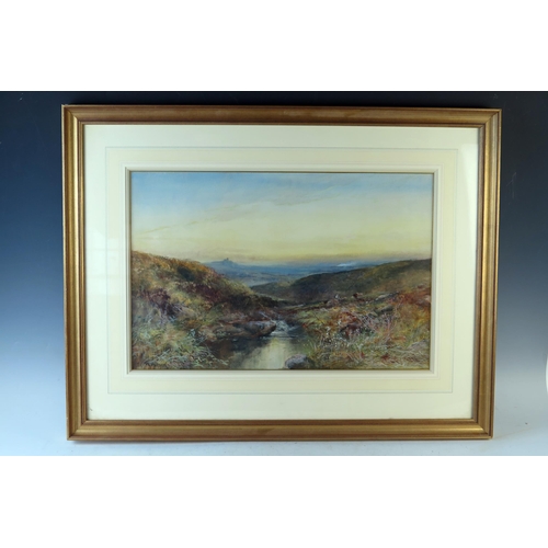 370 - William Widgery (1826-1893), Towards Brentor, watercolour, 73.5x56.5cm including glazed frame. With ... 