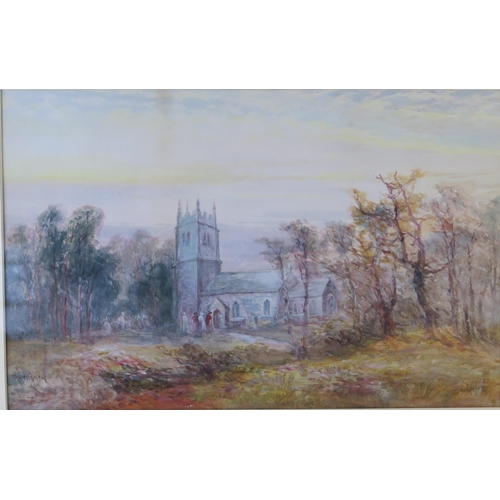 371 - William Widgery (1826-1893), Lydford Church, watercolour, 60x47cm. With bill of sale from Quay Galle... 