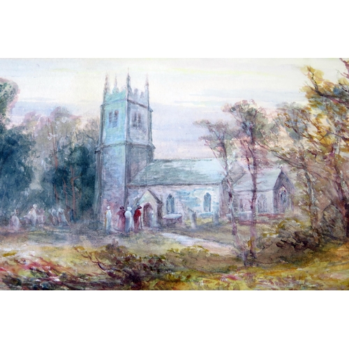 371 - William Widgery (1826-1893), Lydford Church, watercolour, 60x47cm. With bill of sale from Quay Galle... 