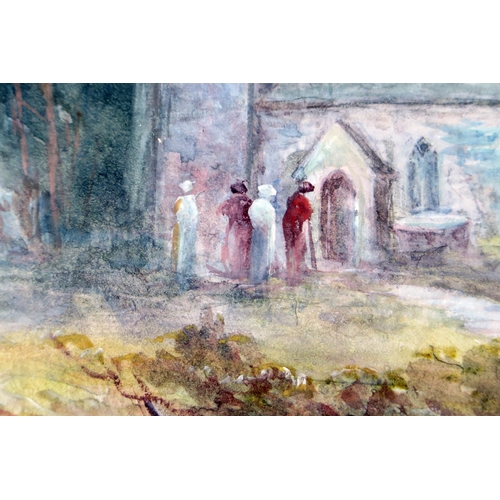 371 - William Widgery (1826-1893), Lydford Church, watercolour, 60x47cm. With bill of sale from Quay Galle... 