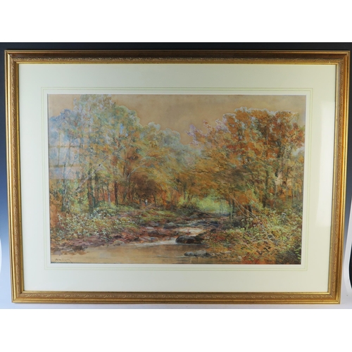 372 - William Widgery (1826-1893), Wooden river scene, watercolour, 96x72.5cm including glazed frame. Sold... 