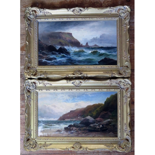 374 - George Henry Jenkins (British 1843-1914), Pair of West Country coastal scenes, Ansteys Cove and prep... 