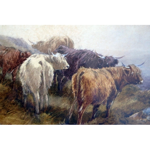 376 - Thomas Rowden (British 1842-1926), Cattle at the head of the Lyd, watercolour, 55.5x44.5cm including... 