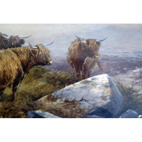 376 - Thomas Rowden (British 1842-1926), Cattle at the head of the Lyd, watercolour, 55.5x44.5cm including... 