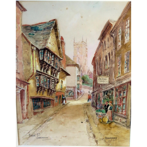 379 - Charles Edward Hannaford (1863 - 1955), Pair of Watercolours _ Fore St. Totnes and Fosse St. Dartmou... 