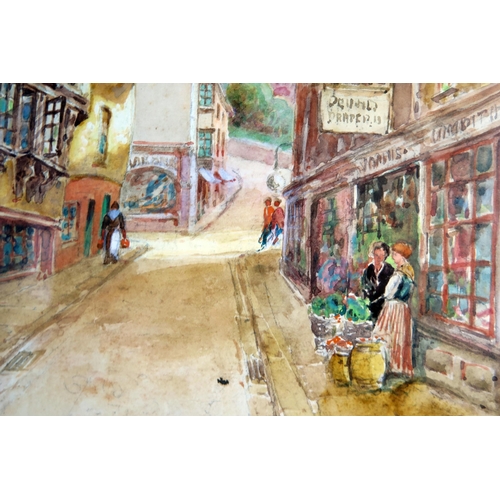 379 - Charles Edward Hannaford (1863 - 1955), Pair of Watercolours _ Fore St. Totnes and Fosse St. Dartmou... 