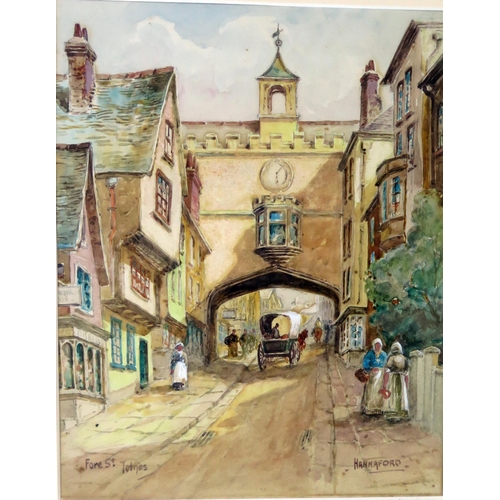 379 - Charles Edward Hannaford (1863 - 1955), Pair of Watercolours _ Fore St. Totnes and Fosse St. Dartmou... 