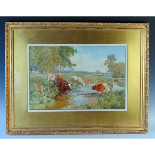 382 - Charles Collins, R.B.A. (1851-1921), The Shaded Stream, watercolour, 76x59cm including glazed frame.... 