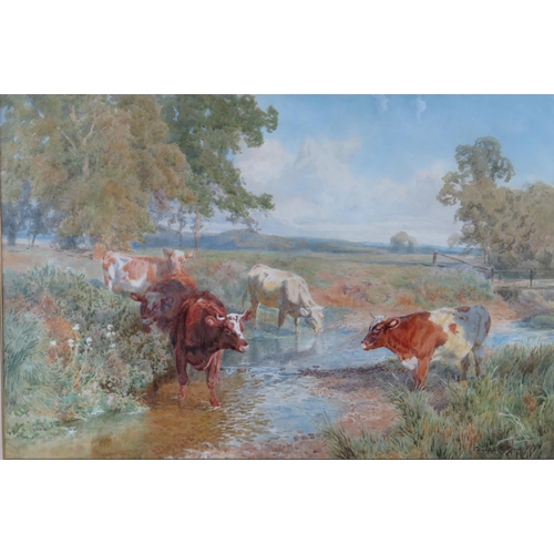 382 - Charles Collins, R.B.A. (1851-1921), The Shaded Stream, watercolour, 76x59cm including glazed frame.... 