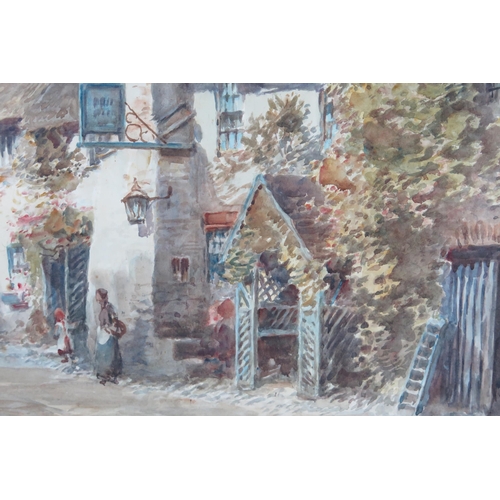 384 - Alfred Leyman (1856-1953), The Lynmouth Stage Coach outside the Ship Inn Porlock, watercolour, 94x73... 