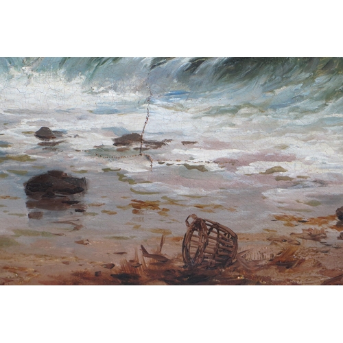 389 - G.H. Jenkins, Figures on a Rocky Shore, oil on canvas, 104x69cm including frame. Sold with receipt f... 