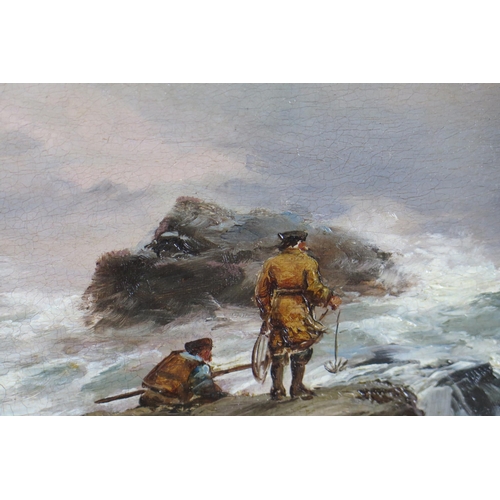 389 - G.H. Jenkins, Figures on a Rocky Shore, oil on canvas, 104x69cm including frame. Sold with receipt f... 