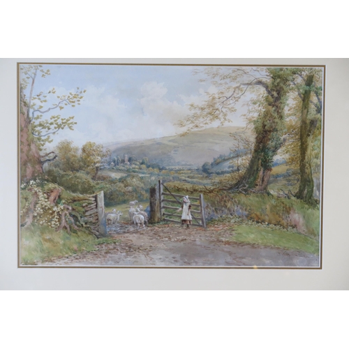 391 - Philip Mitchell (British 1814-1896), The Young Shepherdess, Meavy, watercolour, 71x54cm including gl... 