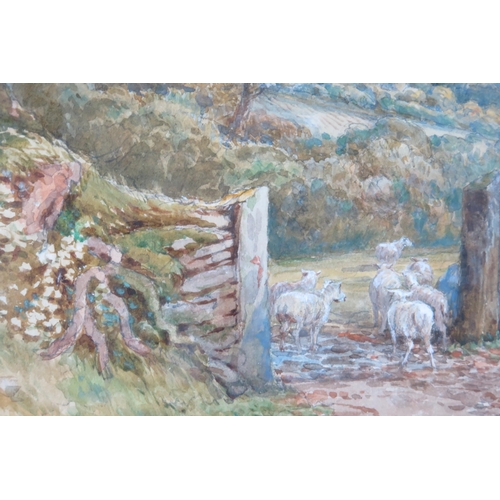 391 - Philip Mitchell (British 1814-1896), The Young Shepherdess, Meavy, watercolour, 71x54cm including gl... 