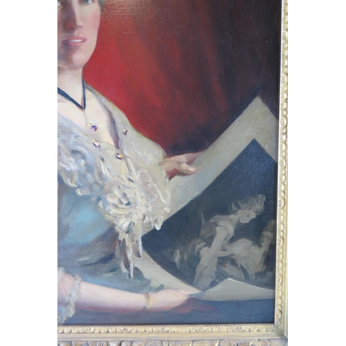 392 - Formal Half Length Portrait of a Lady, oil on canvas, 113x93cm in a heavy gilt gesso frame