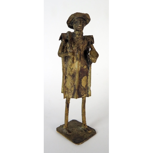 395 - West African Bronze Full Length Figure of a Man, 22cm high