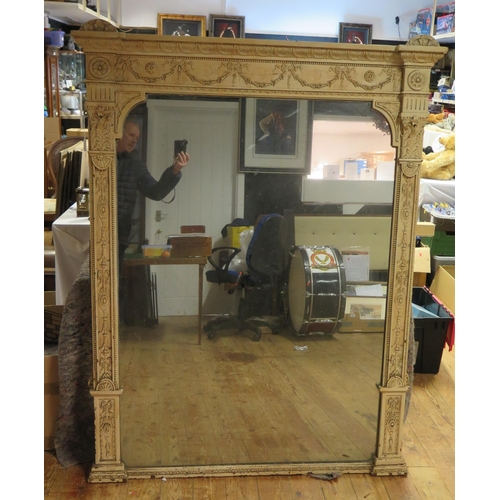 401 - 19th Century Painted Pier Mirror decorated with harebell swags, acanthus leaf and ribbons, 155x116cm