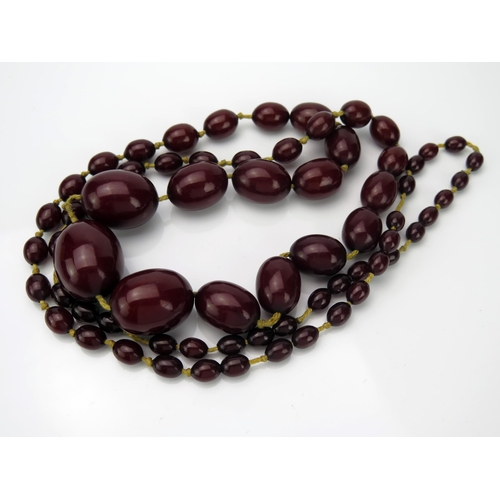 42 - Faux Amber Bead Necklace, largest bead 31x23mm, 44.5