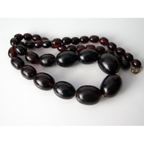 44 - Faux Amber Bead Necklace, largest bead 27x21mm, 25