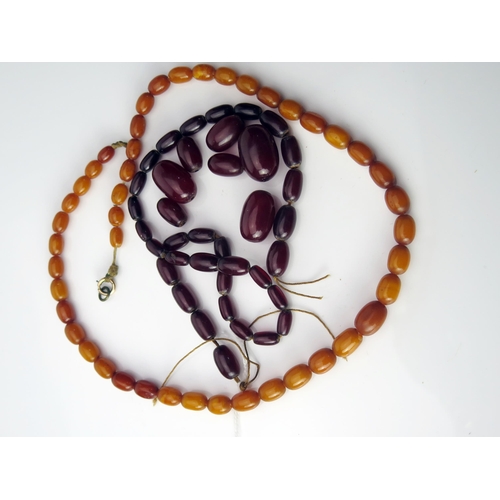 45 - Faux Cherry Amber Beads (largest 23x15mm, 28.7g) and Baltic amber bead necklace (largest bead 14x10m... 