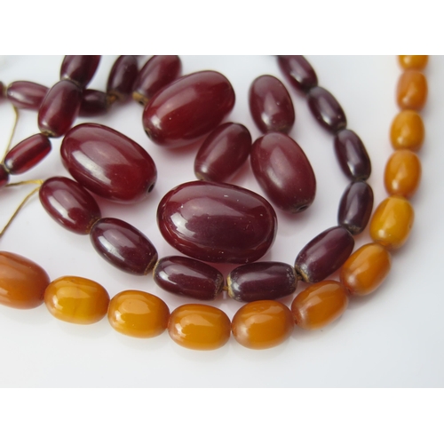 45 - Faux Cherry Amber Beads (largest 23x15mm, 28.7g) and Baltic amber bead necklace (largest bead 14x10m... 