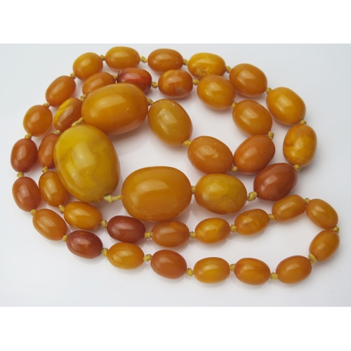 47 - Baltic Amber Bead Necklace, largest bead 33x25mm, 33.5