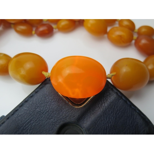 47 - Baltic Amber Bead Necklace, largest bead 33x25mm, 33.5