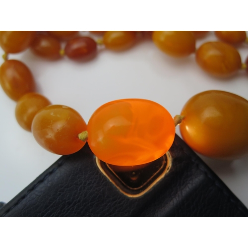 47 - Baltic Amber Bead Necklace, largest bead 33x25mm, 33.5