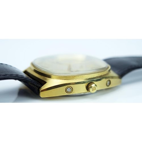 51 - Omega Gent's Gold Plated Quartz Wristwatch with Omega leather strap, plastic sleeve of paperwork. Ne... 