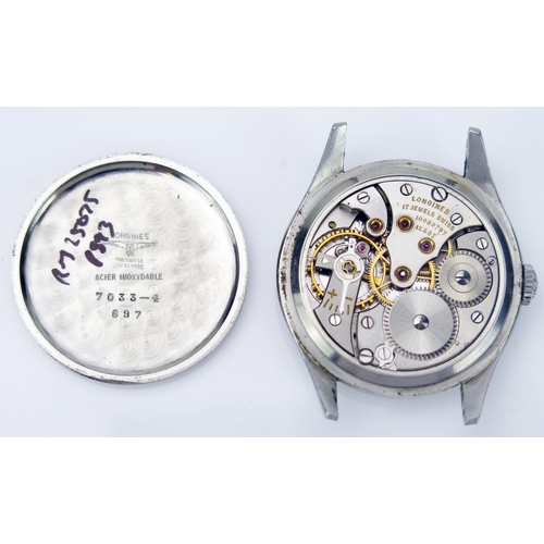 53 - LONGINES Gent's Manual Wind Wristwatch, 34mm case no. 7033-4 697, 12.68Z caliber movement no. 100807... 