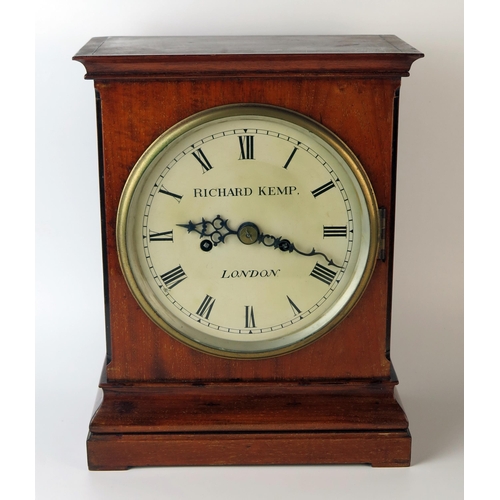 65 - Richard Kemp, London, a 19th century mahogany cased bracket clock, of rectangular outline, with arch... 