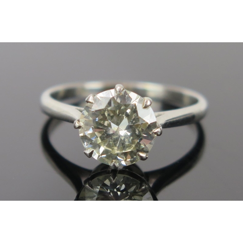 7 - Brilliant Round Cut Diamond Solitaire Ring in an unmarked platinum or white gold setting, size M.5, ...